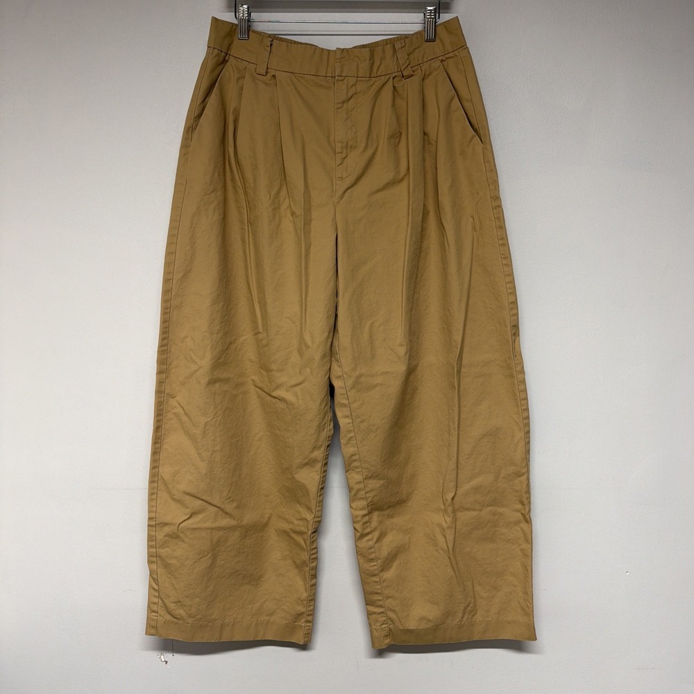 BDG Womens Wide Leg Pants Size L Pleated Elastic Waist Casual Tan Brown HighRise